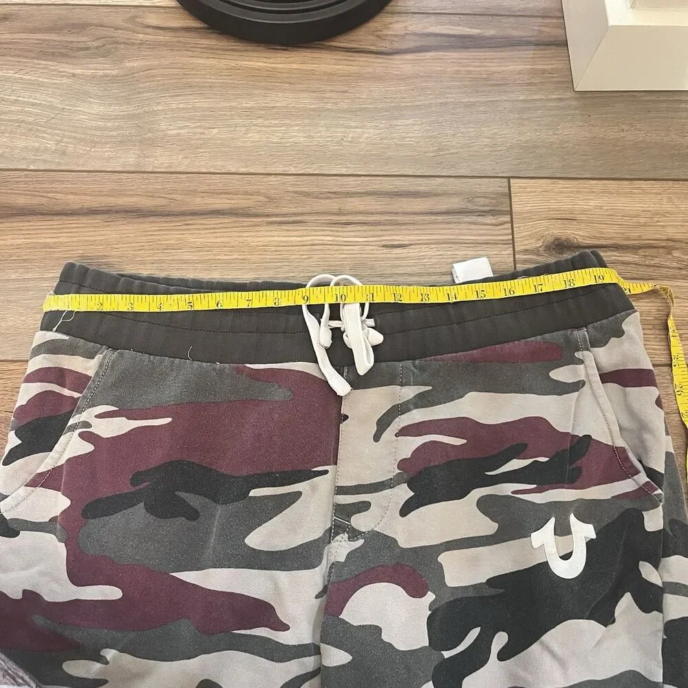 True Religion Camouflage Camo Joggers Sweatpants Loose Fit Red Gray Men's L